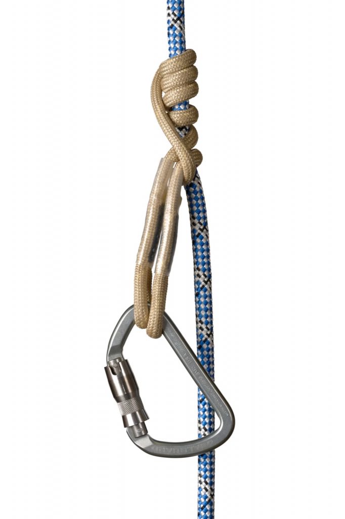 PMI EDC Anchor Hitch tied to rope with carabiner