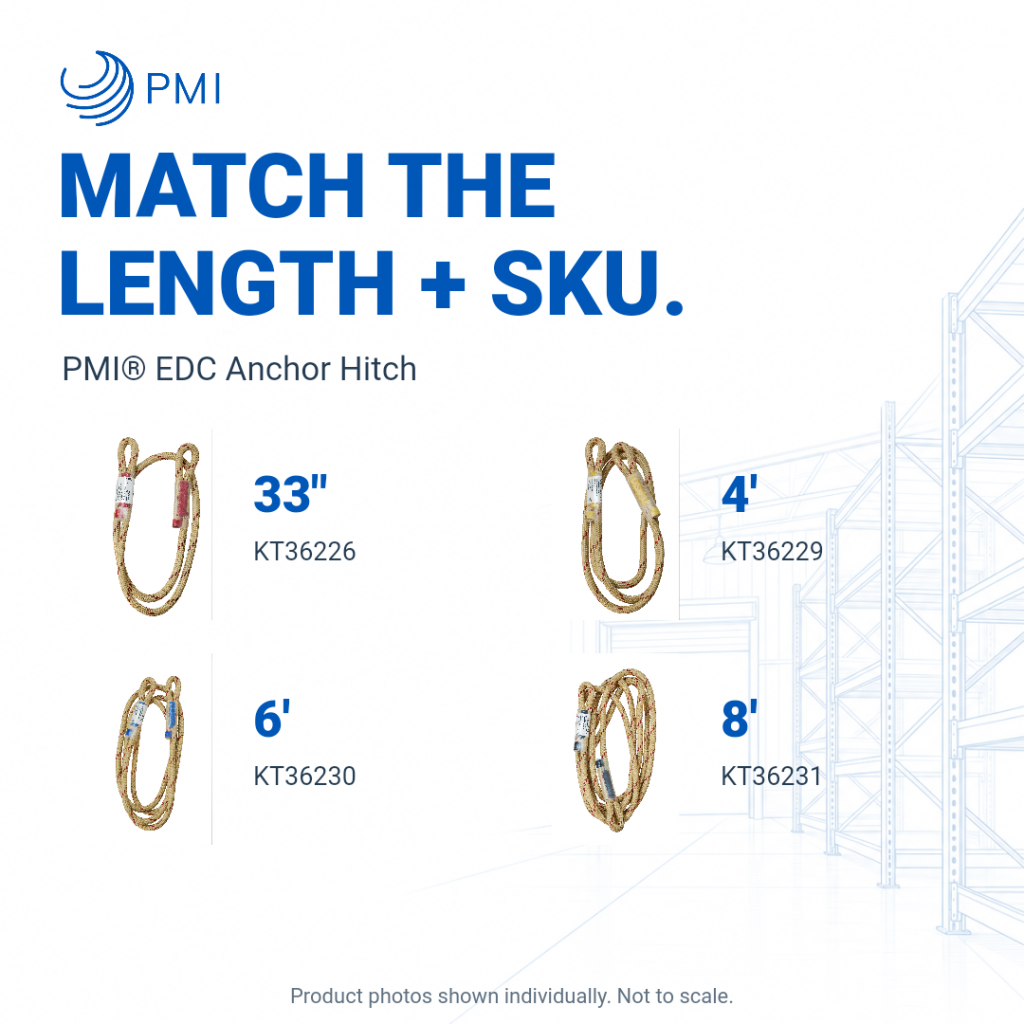 EDC lengths and SKUs: 33 inches KT36226; 4 feet KT36229; 6 feet KT36230; 8 feet KT36231. Product photos are not to scale.